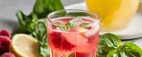 Limonada de Framboesa e Manjericão